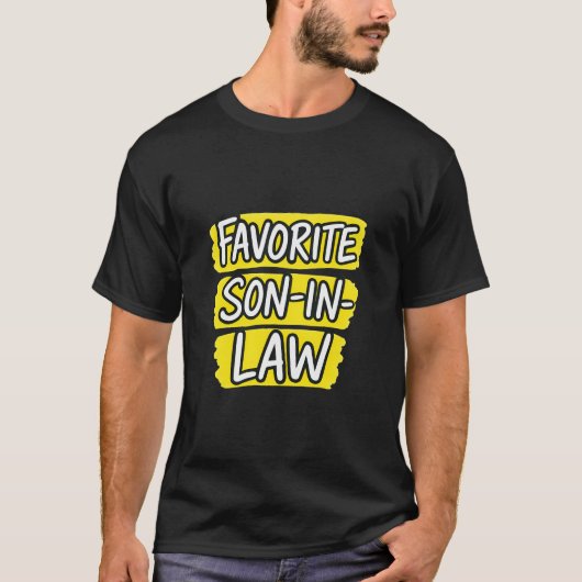 お気に入りの娘婿 レトロな黄色の筆跡デザイン Tシャツ (正面)