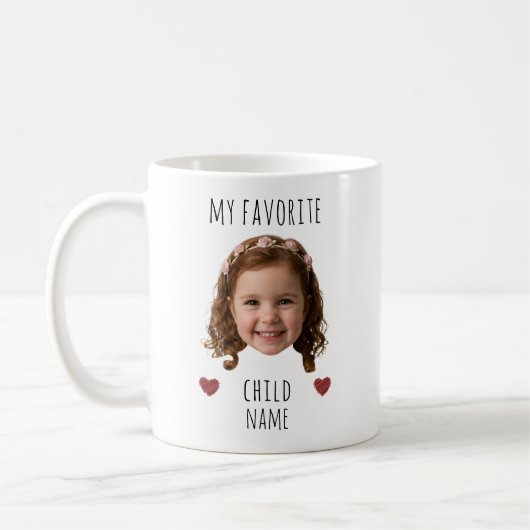 お気に入りの子供の写真入り 名前 カスタム コーヒーマグカップ (左)