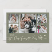 お気に入りの年のホリデー新婚写真セージグリーン シーズンカード (正面)