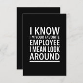 お気に入りの従業おもしろい員の仕事と引用文白 サンキューカード (正面/裏面)