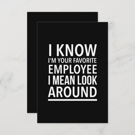 お気に入りの従業おもしろい員の仕事と引用文白 サンキューカード (正面/裏面)