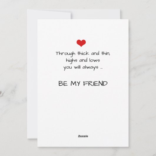 お気に入りの最高の友バレンタイン シーズンカード (裏面)