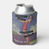 お気に入りの湖おもしろいパーソナライズされたピンアップ女子 缶クーラー (缶正面)