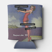 お気に入りの湖おもしろいパーソナライズされたピンアップ女子 缶クーラー (裏面)