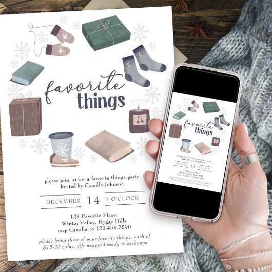 お気に入りの物冬リースギフト交換パーティー 招待状