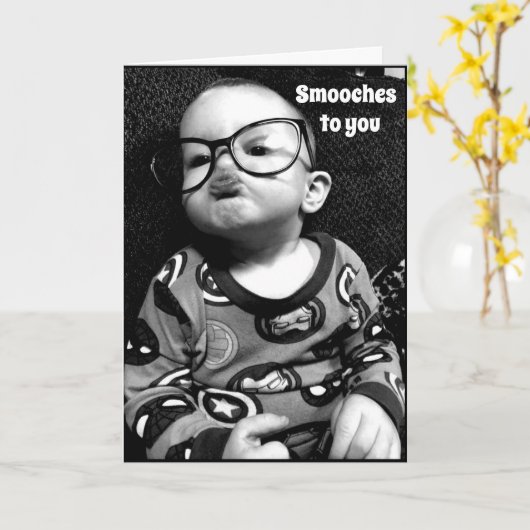 *お気に入りの笑顔と記念日おめでとうございます* カード (黄色い花)