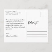 お気に入りの結婚写真ありがとう ポストカード (裏面)