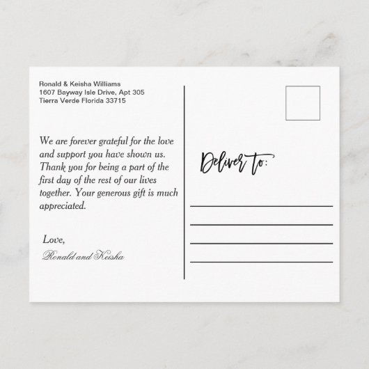 お気に入りの結婚写真ありがとう ポストカード (裏面)