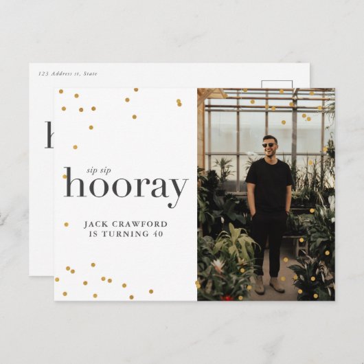 お気に入りの誕生日モダンパーティーの招待をすする ポストカード (正面/裏面)