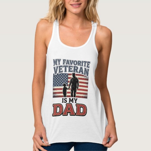 お気に入りの退役軍人は父+愛国的なTシャツデザイン_ タンクトップ (正面)