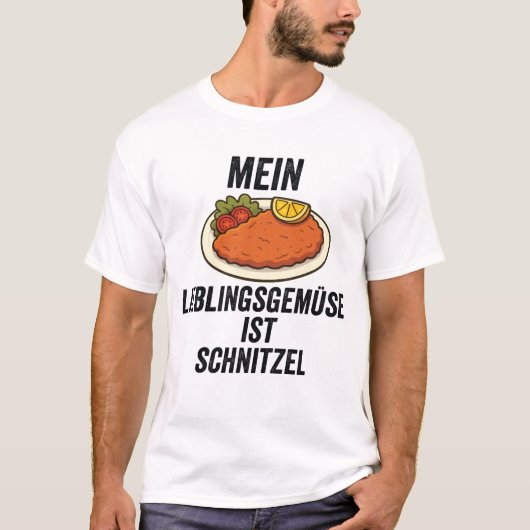 お気に入りの野菜はシュニッツェルです ドイツ料理の冗談 Tシャツ (正面)