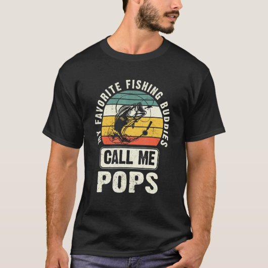 お気に入りの釣り仲間がポップスと呼ぶ男の釣り Tシャツ (正面)