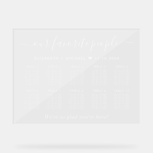 お気に入りの10人席結婚席澄ん アクリルサイン (正面)