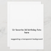 お気に入りの3D誕生日写真はこちら 招待状 (正面/裏面)