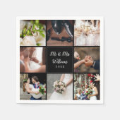 お気に入りの8枚の結婚式写真の コラージュ スタンダードカクテルナプキン (正面)