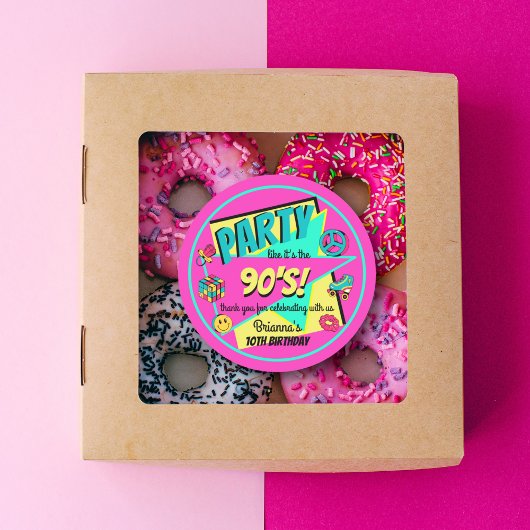 お気に入りの90歳の誕生日パーティッ感謝していク・ピンク ラウンドシール