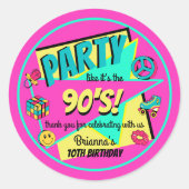 お気に入りの90歳の誕生日パーティッ感謝していク・ピンク ラウンドシール (正面)