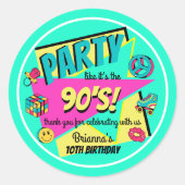 お気に入りの90歳の誕生日パーティー感謝していティール（緑がかった色）。 ラウンドシール (正面)