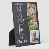 お気に入りの「ハロー」カスタマイズ3枚の写真ペット犬メモリアル フォトプラーク (側面)