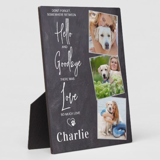 お気に入りのHELLOカスタマイズ 3フォトペットドッグ記念碑 フォトプラーク (側面)