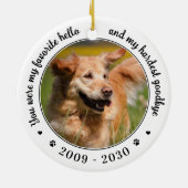 お気に入りのHelloパーソナライズされた Pet Photo Dog Memorial セラミックオーナメント (裏面)