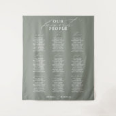 お気に入りのPeople Green Sageの結婚シーティングチャート タペストリー (正面)