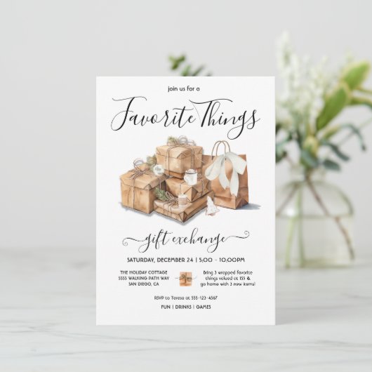 お気に入りのThingsクリスマス休暇のギフト交換 招待状 (スタンド正面)