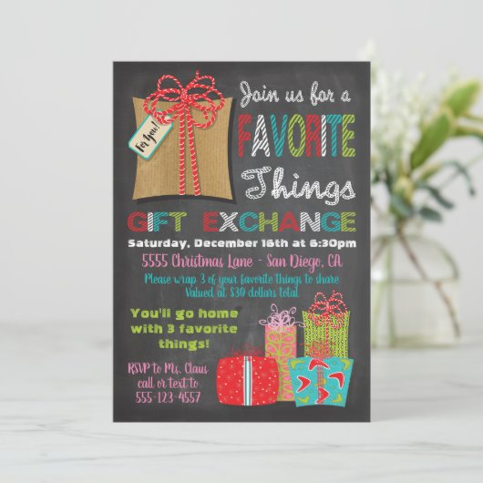 お気に入りのThings Christmas Gift Exchange 招待状 (スタンド正面)