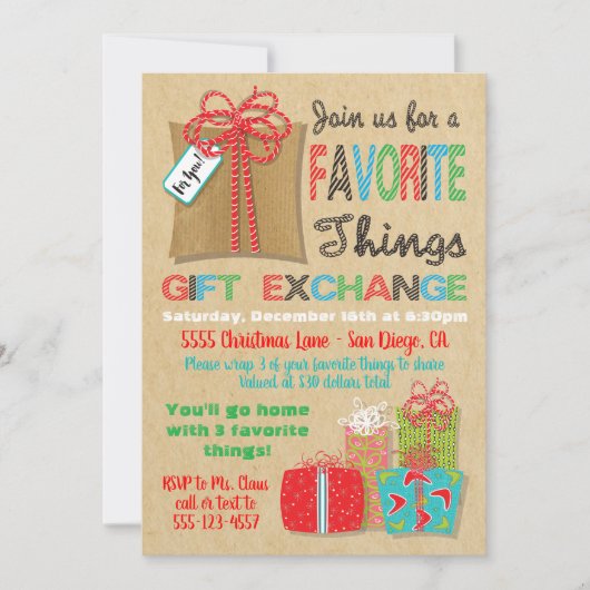 お気に入りのThings Christmas Gift Exchange 招待状 (正面)