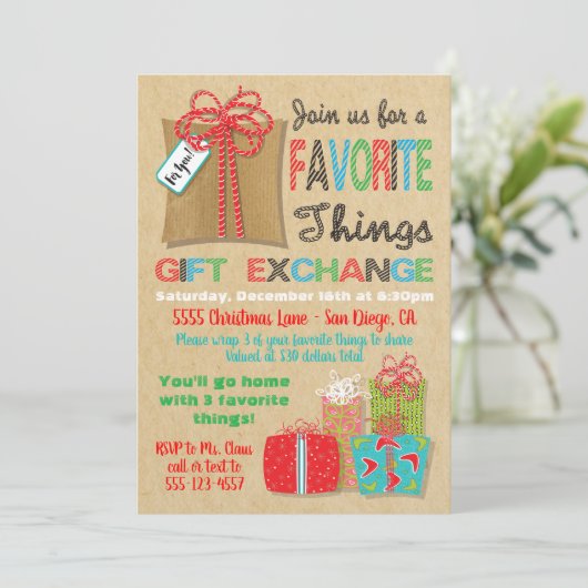 お気に入りのThings Christmas Gift Exchange 招待状 (スタンド正面)