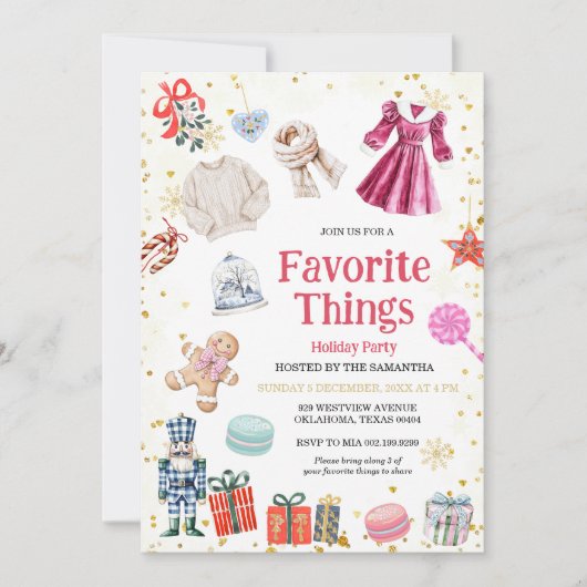 お気に入りのThings Christmas Holidaysパーティー 招待状 (正面)