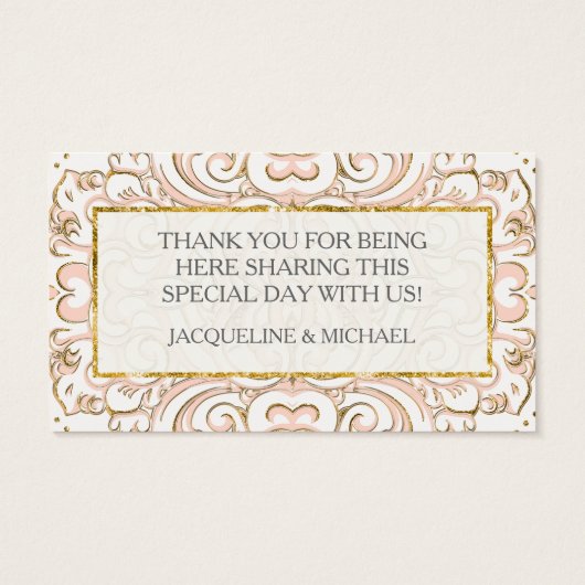 お気に入りギフトラベルダマスクパターン旋回金ゴールド (裏面)