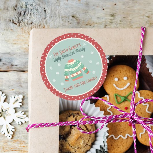 お気に入りステッカーレトロ醜いセーターホリデーパーティー ラウンドシール