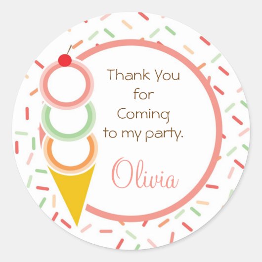 お気に入りステッカー – アイスクリーム ラウンドシール (正面)