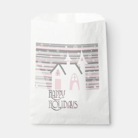 お気に入りバッグ – ピンク&グレーの冬のシーン フェイバーバッグ (正面)