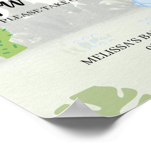 お気に入りパーティーサインかわいい青い恐竜バルーン ポスター (角)