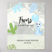 お気に入りパーティーサインかわいい青い恐竜バルーン ポスター (正面)