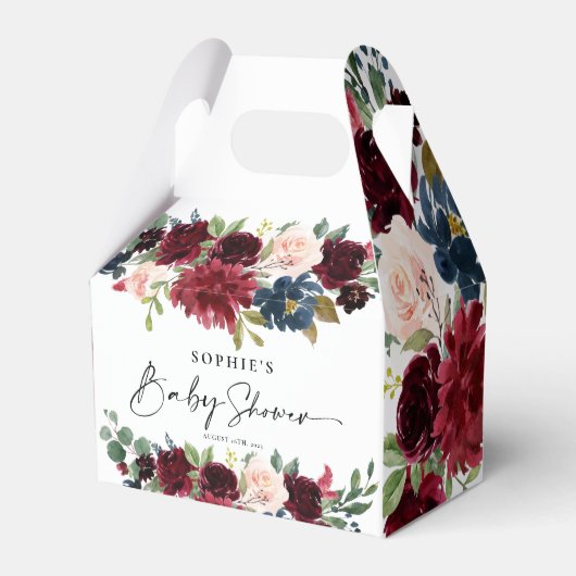 お気に入りボックスブルゴーニュ赤面フローラベビーシャワー フェイバーボックス (正面サイド)