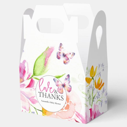 お気に入りボックスベビーシャワー蝶花模様 フェイバーボックス (オープン)