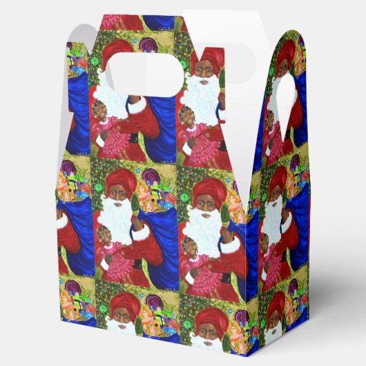 お気に入りボックス – テイクアウト – ブラックサンタギフト – クリスマス フェイバーボックス (オープン)