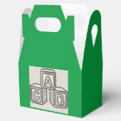 お気に入りボックス、緑とアルファベットブロック赤ちゃんシャワー フェイバーボックス (オープン)