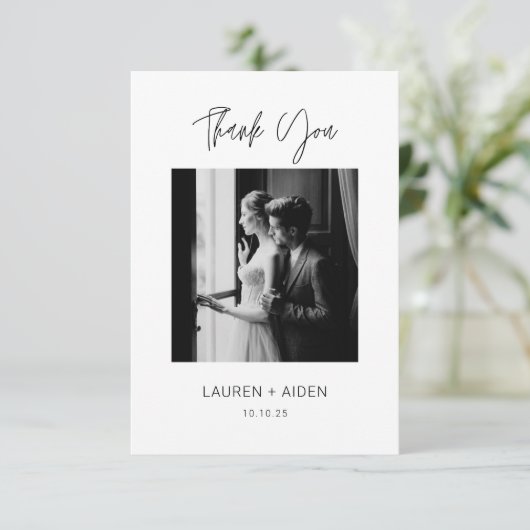 お気に入りモダンの結婚写真 サンキューカード (スタンド正面)