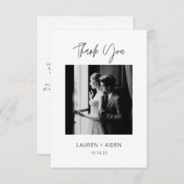 お気に入りモダンの結婚写真 サンキューカード