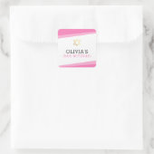 お気に入り封筒用シールスシンプルターモダンピンク スクエアシール (バッグ)