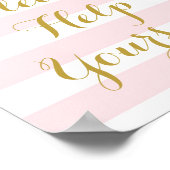 お気に入救済り下さいピンクのストライプ金ゴールド ポスター (角)