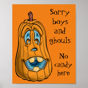 お気の毒ですがお菓子のハロウィンのドアサイン ポスター