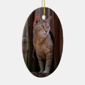 お気をつけて 猫の磁器装飾品 セラミックオーナメント (右)