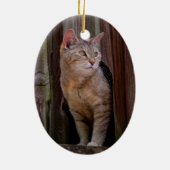 お気をつけて 猫の磁器装飾品 セラミックオーナメント (裏面)