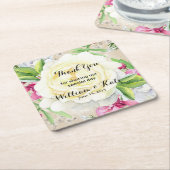 お気パーソナライズされたに入り結婚のコースター スクエアペーパーコースター (アングル)