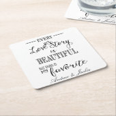 お気パーソナライズされたに入り結婚のコースター スクエアペーパーコースター (アングル)